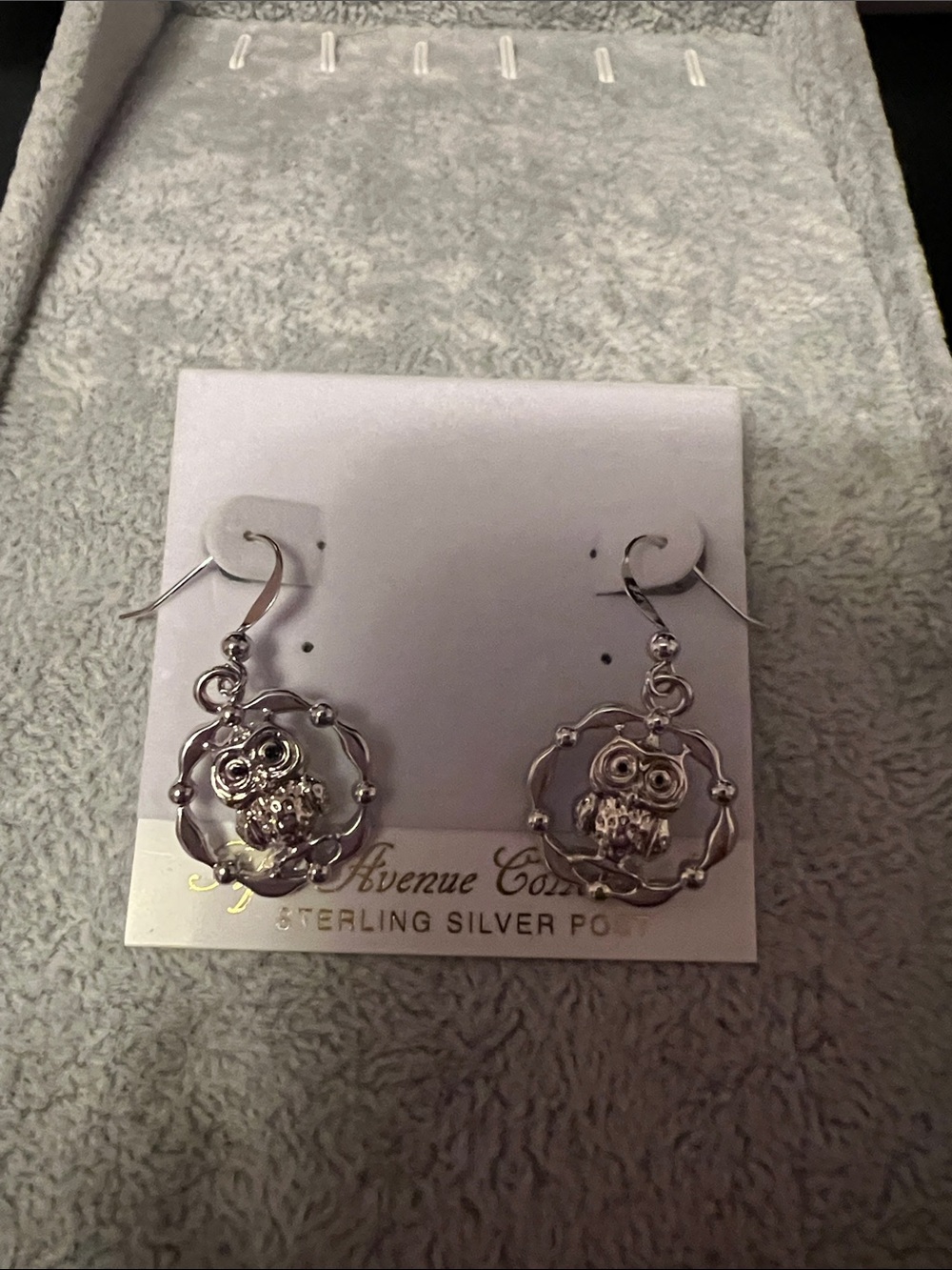 Silver Owl Drop Earrings - Silver